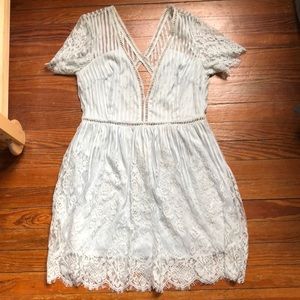 Lace deep v plunge dress